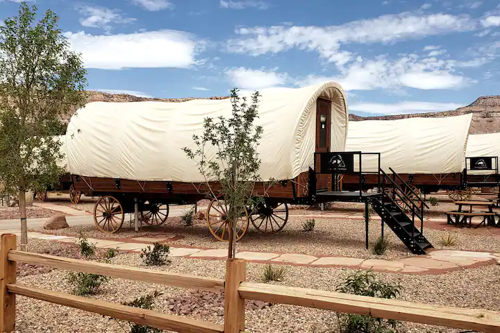 Exterior of one of the Covered Wagons at Zion Weeping Buffalo Resort